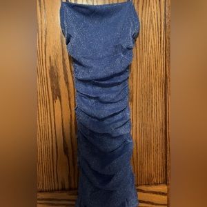 sparkly blue stretchy, formal dress